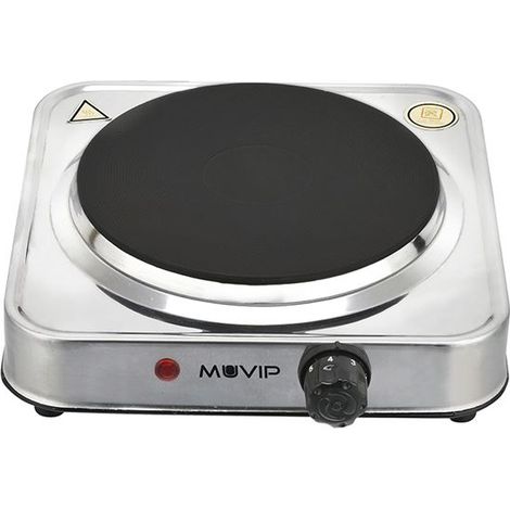 Muvip mv0644 cocina electrica de 1 placa 1500w - acero inoxidable - 5 niveles de potencia - termostato con sistema de seguridad