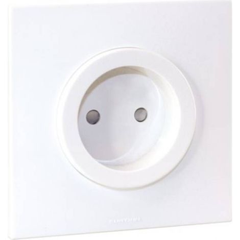 Prise 2P 16A NF complet avec griffes et plaque - SQUARE EASY blanc - Eur'Ohm