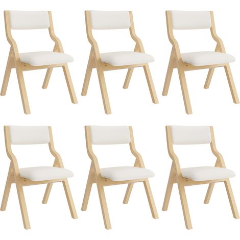 6 sillas de comedor plegables de madera y lino beige (1/5)