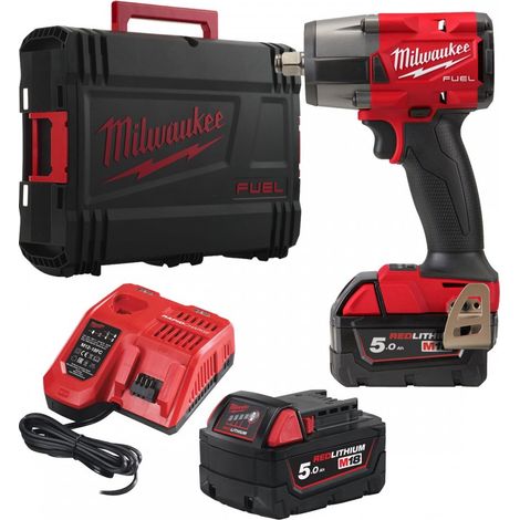 Milwaukee - Llave de impacto con batería de 18 V M18 FMTIW2F12-502X, 2 baterías de iones de litio de 5,0 Ah, cargador 4933478450 (1/5)