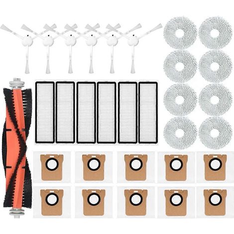 Pour aspirateur robot Xiaomi : brosse principale latérale, filtre HEPA, sac à poussière et serpillière (1/5)