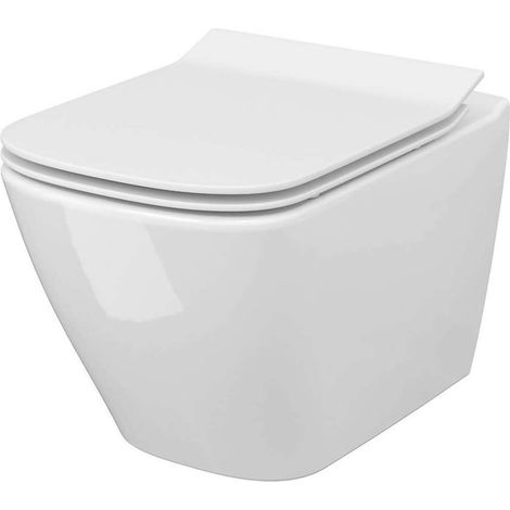 Cersanit City - Inodoro suspendido con asiento SoftClose, CleanOn, blanco S701-405