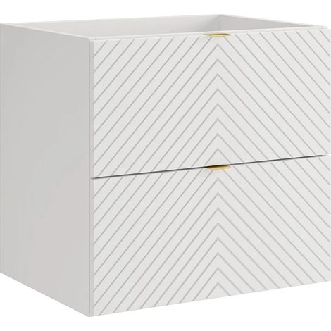Meuble sous vasque suspendu en chevrons - Blanc - 60 cm - DORIONI (1/4)