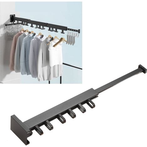Étendoir à linge pliable sans perçage, étendoir télescopique invisible double usage pour balcon, barre de séchage murale, solution de séchage d'intérieur révolutionnaire, pliable en un seul geste (1/5)
