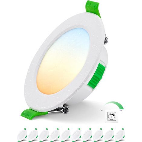 Pack of 10 Recessed Dimmable LED Spotlights IP44 5W 68-80mm Hole White Adjustable Bathroom (1/5)