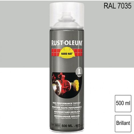 Peinture de finition industrielle aérosol Hard Hat RAL 7035 Gris clair brillant 500ml RUST-OLEUM