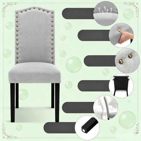 Chaise à manger design, dossier élevé, fauteuil de salon, siège de coiffeuse, chaise de travail, tabouret de cuisine (lot de 2) (1/5)