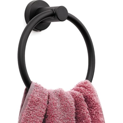 Anneau porte-serviettes noir mat, porte-serviettes moderne en acier inoxydable 304, porte-serviettes de salle de bain (1/5)