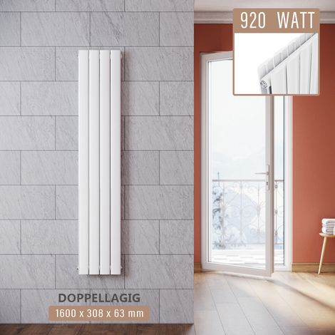 SONNI Design Paneelheizkörper Weiß Flachheizkörper Vertikal Doppellagig 1600x308mm (1/5)
