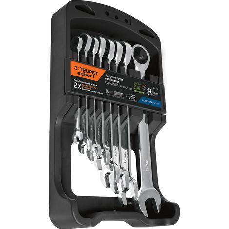 Juego llaves combinadas con carraca - 8 a 17 mm - 8 piezas