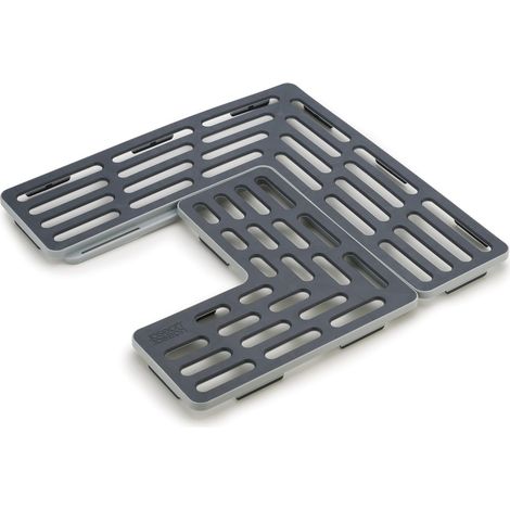Tapis de protection réglable pour évier de cuisine en 2 pièces avec pieds antidérapants, gris (1/5)