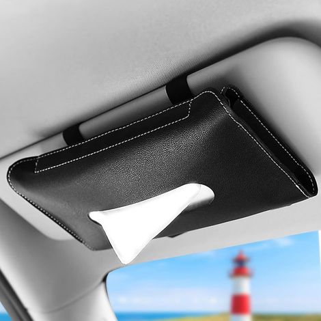 Organisateur de voiture, lot de 2 porte-mouchoirs pour siège auto et pare-soleil, Boîtes de mouchoirs et sac de rangement pour masques suspendus au pare-soleil-Fei Yu