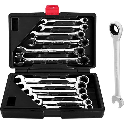 Ensemble d'outils de clé à cliquet 8-19mm clé à cliquet clé de Garage réparation de voiture et outil de réparation de bricolage jeu de clés (1/5)