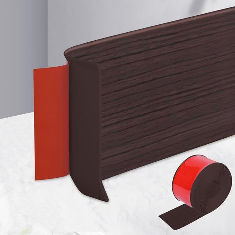 Plinthe souple autocollante en PVC, plinthe de base autocollante en PVC, 15 cm x 3,0 m, plinthe de sol, plinthe de finition murale pour cuisine, bande de transition pour salon, chambre (bois de (1/5)