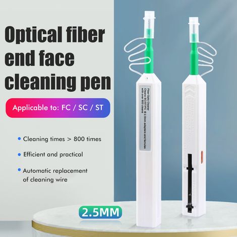 Stylo de nettoyage fibre optique rotatif 180°, nettoyeur FC/SC/ST 2.5mm, 800+ utilisations, brosse de nettoyage précise pour connecteurs. (1/5)