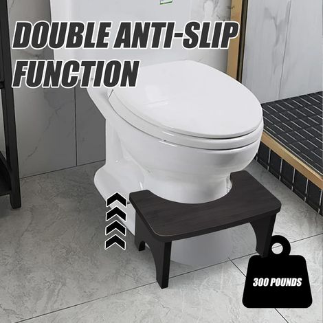 Tabouret de toilette en bois pour adultes et enfants, 37×20×17cm Tabouret de toilette ergonomique, Tabouret pour améliorer les selles, Tabouret antidérapant pour salle de bain, Noir (1/2)
