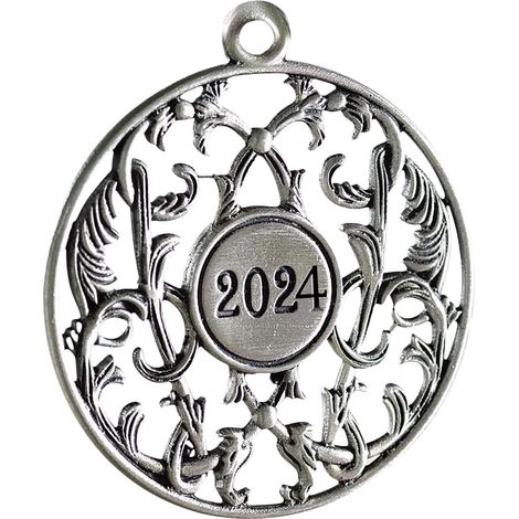 Christbaumschmuck aus reinem Zinn, runder Metallanhänger, geeignet für Familienfeiern und als Weihnachtsbaumschmuck (2024). (1/5)