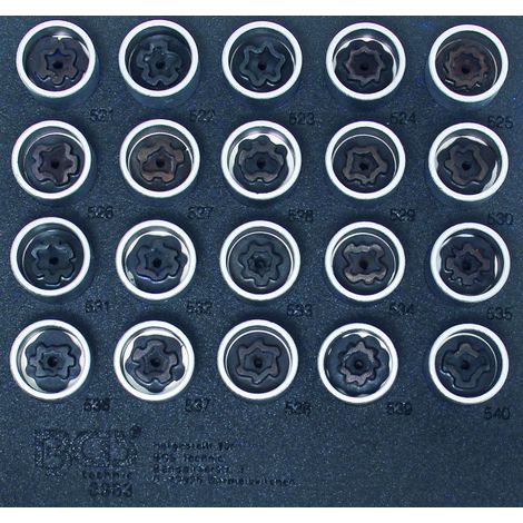 Bgs Technic – Jeu de douilles antivol pour jantes Volkswagen – 20 douilles – Entraînement hexagonal 17mm – Démontage facile et efficace