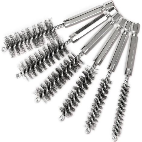 6-teiliges Set Kupferrohrreiniger, Bohrbürste aus Edelstahl 304, Drahtbohrbürste, 1/4-Zoll-Sechskantgriff aus S2-Stahl