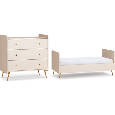 Lettino evolutivo 70x140 e cassettiera 3 cassetti Vox Lunea Cashmere (1/5)
