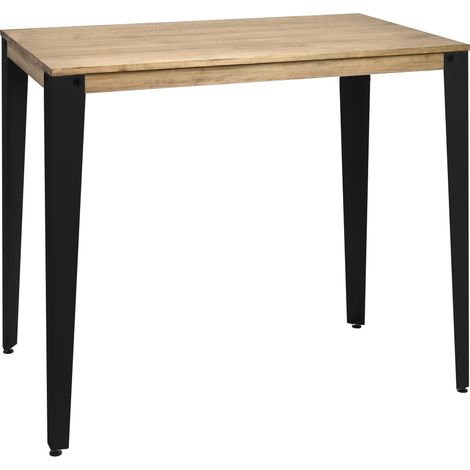 Mesa Lunds Alta 60x110x110cm Negra en madera maciza de pino acabado vintage estilo Industrial Box Furniture