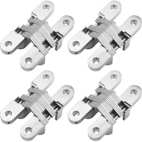 Charnière croisée de 4 paquets, charnières invisibles en alliage de zinc pour porte pliante, y compris vis, roulement de charge: 40KG (1/5)