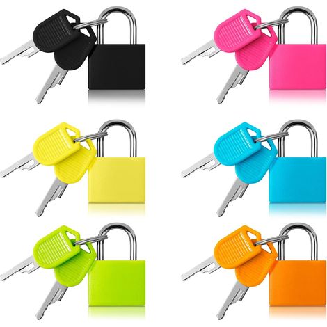 6 Pcs Cadenas à Bagage Petits, Cadenas Multicolores avec 2 Clés, Petites Serrures à Bagages pour Sacs à Dos, Valises, Casiers (6 Couleurs) (1/5)