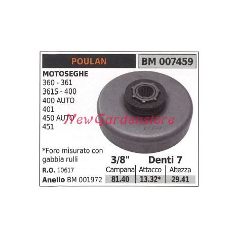 POULAN Kettensägenmotor Ritzel 360 361 361S 400 400AUTO 3/8' Zähne 7 007459