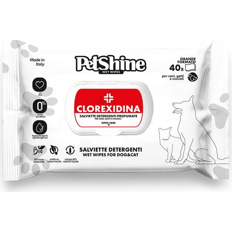 Lingettes hygiéniques Porrini pour chiens et chats à la chlorhexidine