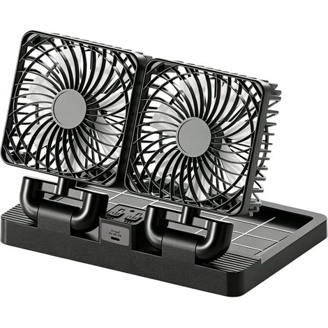 Ventilateur Solaire Double pour Voiture avec Batterie de Secours (1/3)