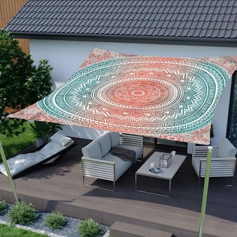 Voile d'ombrage rectangulaire 3D Mandala, protection UV 95 %, pour jardin et terrasse (rose, 1,8 x 1,8 m)