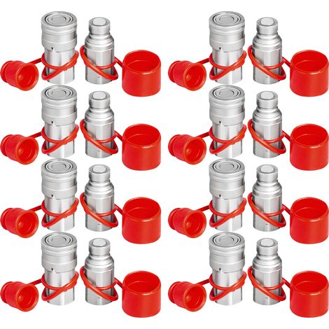 VEVOR Coupleur Hydraulique Rapide pour Chargeuse Compacte, Corps 1/2" Corps Filetage NPT 1/2", Raccord Rapide Hydraulique 8 Paires en Acier Trempe, 27,6 MPa (ISO 16028), Connexion Rapide, Usine