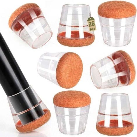 26 protège-pieds de chaise transparents - Coussins en feutre pour protéger les sols et réduire le bruit conviennent aux meubles dont les pieds ont un diamètre allant jusqu'à 1/4 de pouce. (1/4)