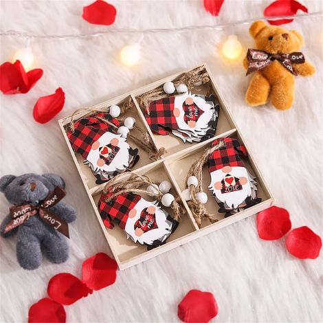 Pendentif En Bois Forme De Coeur - Nain Décoratif Pour Porte Mur Arbre De Noël Voiture - Idéal Pour Saint-Valentin Mariage Fête - Lot De 12 Pièces
