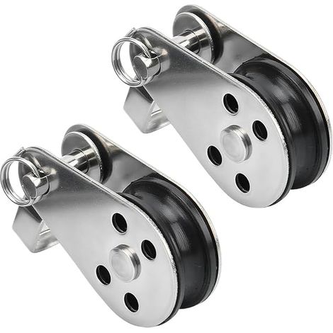 2 pezzi di carrucola in acciaio inox per kayak, vela, corda di sollevamento, stendibiancheria, fitness (1/5)