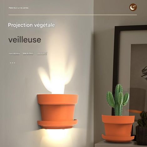 Veilleuse Pot de Fleur Détection Humaine 3 Diapositives Rechargeable Murale (1/4)