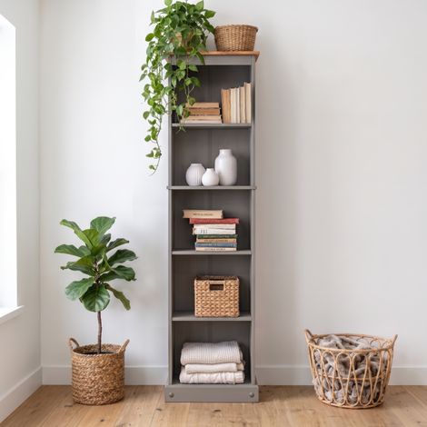 Mercers Furniture Corona Grey Tall Narrow Bookcase (1/3)