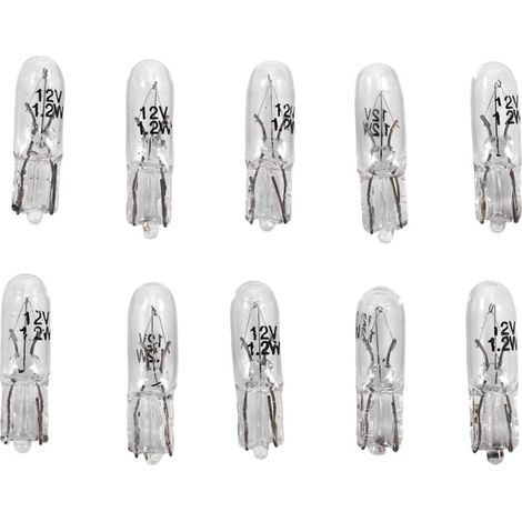 10 Ampoules T5 1.2W 12V Blanc Chaud Éclairage Tableau de Bord Voiture Lampe Halogène Wedge (1/4)