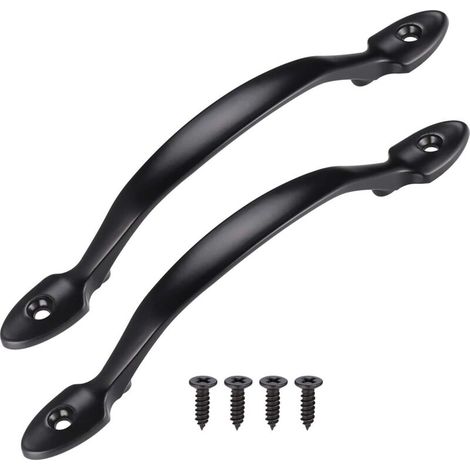 pcs poignée de porte noire avec poignée à vis 2 pièces, noir, poignée de porte intérieure en acier inoxydable, poignée de porte d'armoire, poignée de remise, poignée de porte de garage, porte de jardi
