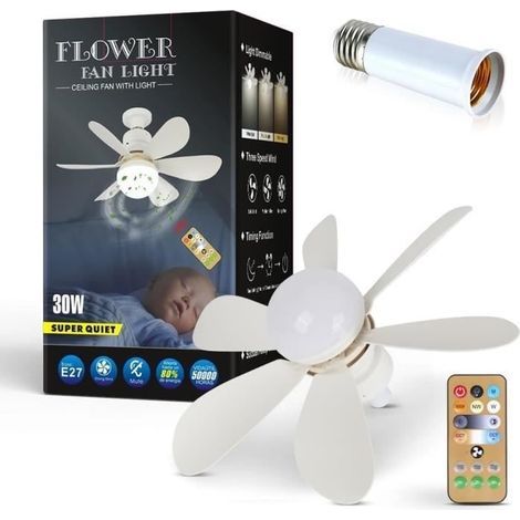 Deckenventilator mit Beleuchtung, E27-Fassung, dimmbar, mit Fernbedienung, 3 Geschwindigkeitsstufen (30 W). [Z243]