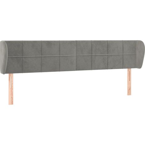 Testiera accessorio letto mobile camera da letto con bordo laterale 203 x 23 x 78/88 cm tessuto velluto grigio chiaro TDL0205153