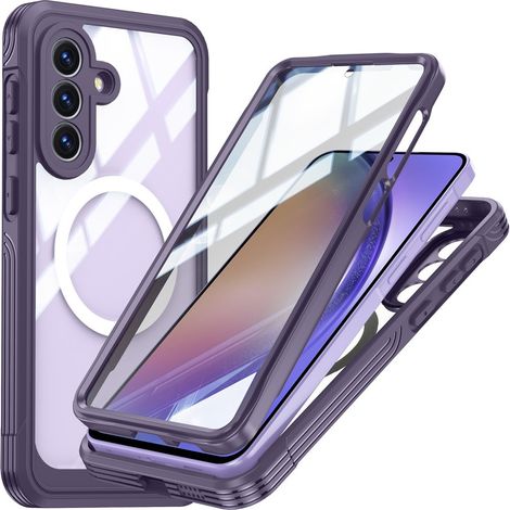 Custodia per Samsung Galaxy A57 5G, antiurto, con vetro, per MagSafe, viola (1/5)