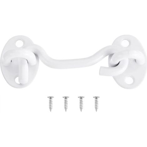 Verrou de porte de grange à crochet et œillet de 75 mm en acier inoxydable pour fenêtre, cabine, porte coulissante,blanc