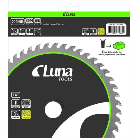 Lame de scie circulaire Luna extra thin 165x20 48 dents carbure (1/2)