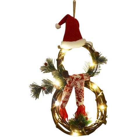 Couronne de Noël lumineuse décorative en glycine rouge (piles AA incluses  guirlande lumineuse à 10 ampoules). Dimensions du produit : 54 × 20 cm  dimensions du produit : 40 × 21 × 2 cm. (1/3)