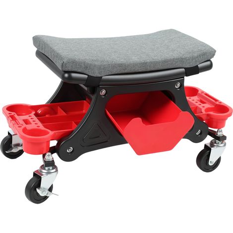 Jiubiaz Taburete de taller ergonómico con ruedas 410 lb / 185 kg y asiento de espuma