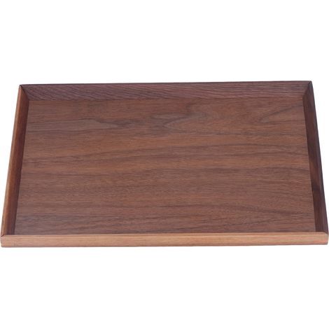plateau de service en bois massif à grande poignée de Ensemble de plateaux à thé rectangulaires en noyer,40302.2cm, plateau décoratif pour la maison, le bureau, le thé, les aliments, les (1/5)