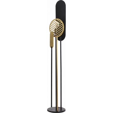 Lámpara de pie Totem de metal negro y dorado de 146 cm de altura (1/4)