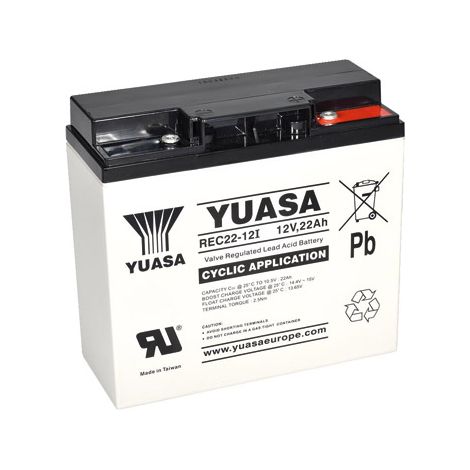 1x  Yuasa Blei-Akku REC22-12I Pb 12V / 22Ah Zyklenfest, M5 Innengewinde