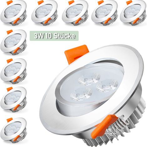 Randaco 10X 3W LED Strahler Spot Einbaustrahler Deckenstrahler Deckenspot 230V 245lm Warmweiß Einbauspot Einbauleuchte Deckeneinbauleuchte